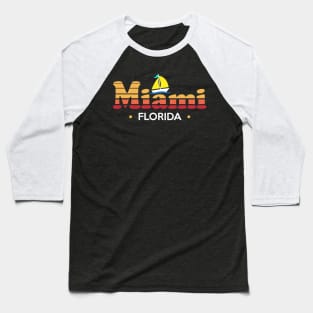 Colorful 80s style Miami Design Baseball T-Shirt